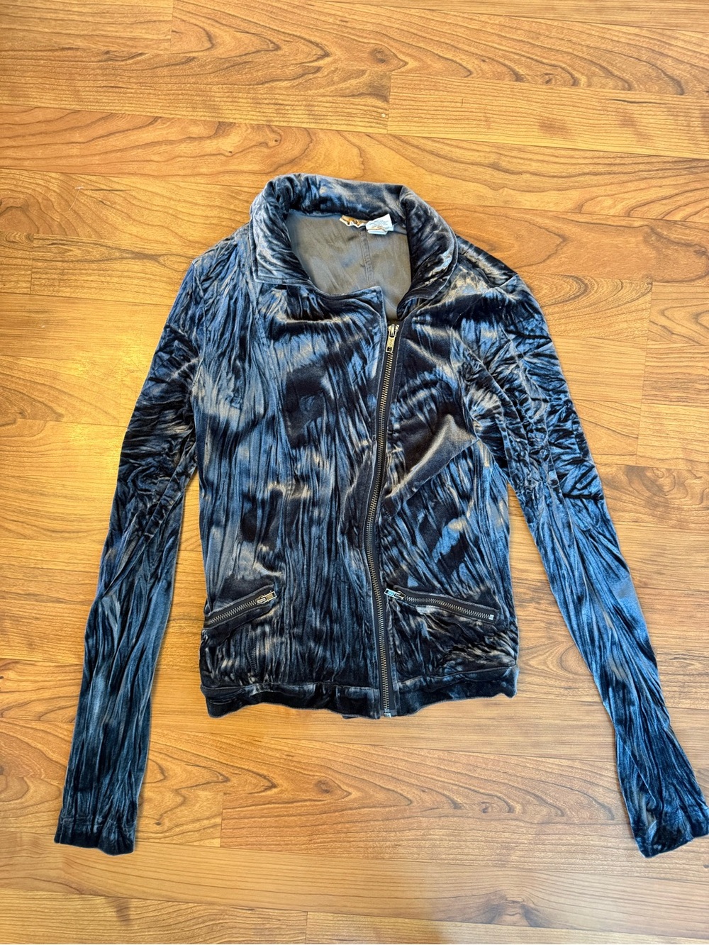 VTG‎ 90s/ Y2K Women’s Velvet Zip Jacket - Blue